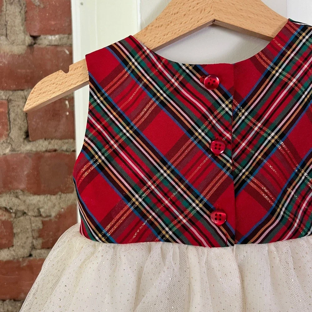 Blueberi Boulevard Baby 18M Christmas Plaid Dress Red Faux Fur Coat Holiday Set